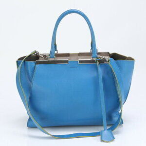 Fendi Trois Jours leather shoulder bag blue hand straps M